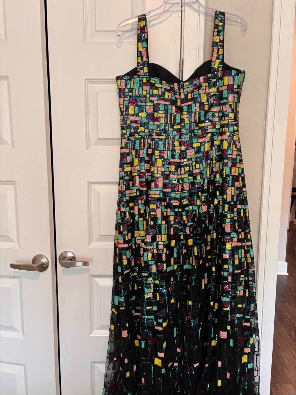 Dress The Population Black Sequin Mosaic Maxi Dress with Multicolor Accents - Picture 2 of 6
